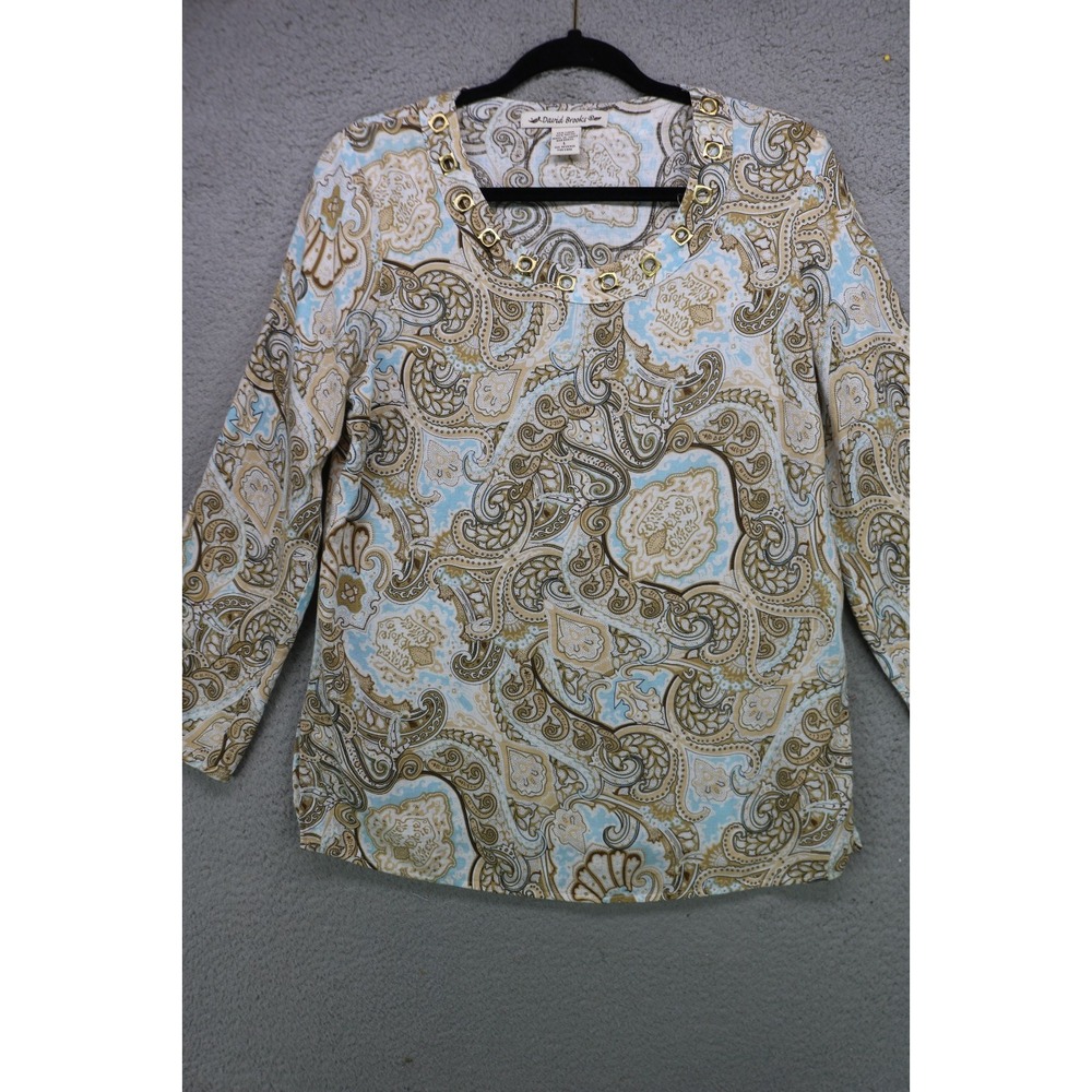 David Brooks Linen Blend Long Sleeve Tunic-Side Slits-Large-Designer-Lagenlook
